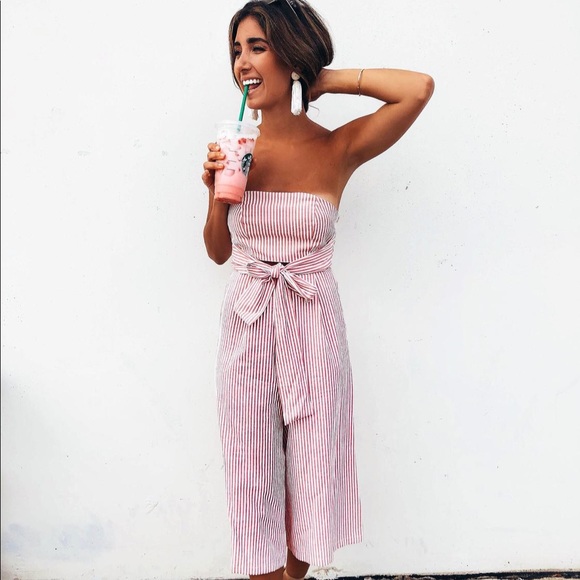 strapless cutout jumpsuit